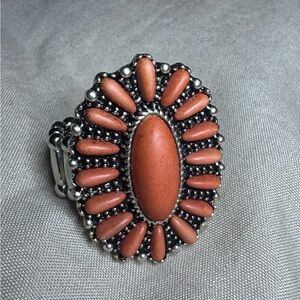 Elegant Coral and Silver Women's Ring